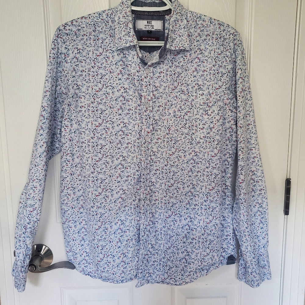 MBX Premium Goods Light Blue Floral Button-Up Shirt
